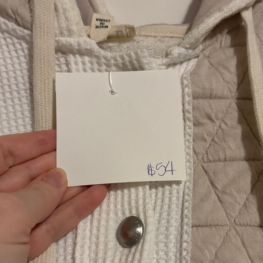 Cozy Cream and Tan POL Hooded Jacket - Picture 3 of 9